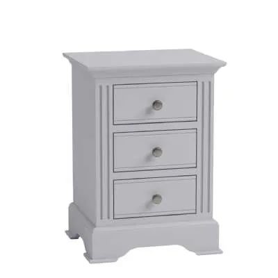Pair of Grey Painted 3 Drawer Bedside Chests Silver Knob Handles 40cm Wide