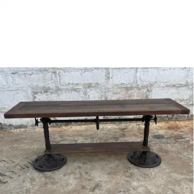 Adjustable Reclaimed Wood And Metal Console Table with