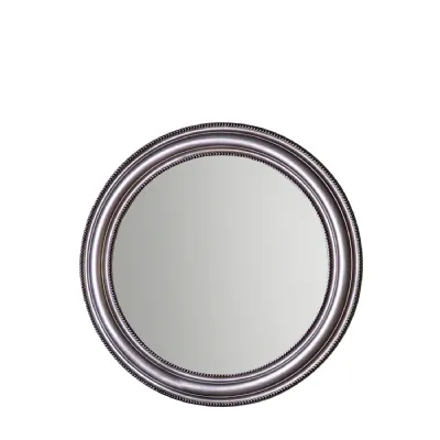 Pewter Beaded Frame Round Wall Mirror