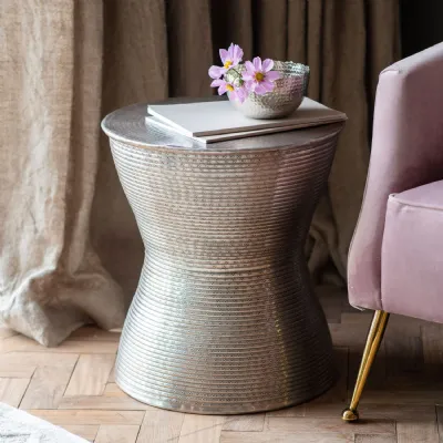 Antique Silver Metal Occasional Side Table