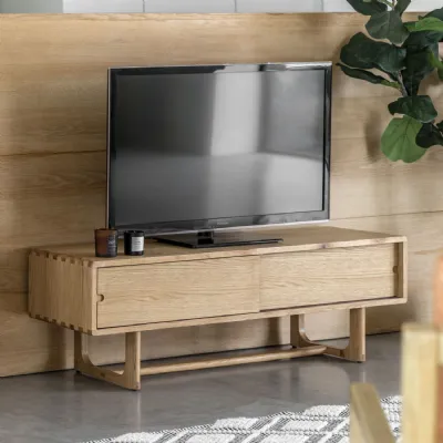 Natural Oak Sliding Door TV Media Entertainment Unit