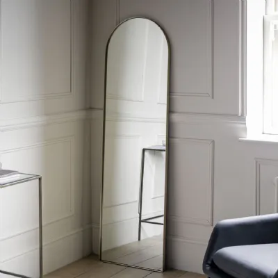 Champagne Thin Arched Leaner Wall Mirror