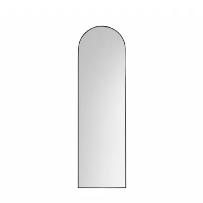 Large Arched Metal Wall Mirror Black Frame 170cm Tall