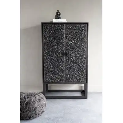 Textured Copper Brown Tall 2 Door Drinks Cabinet