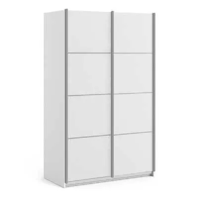 Tall White Sliding 2 Door Double Wardrobe