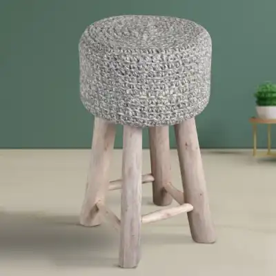 Stone Grey Knitted Wool Bar Stool