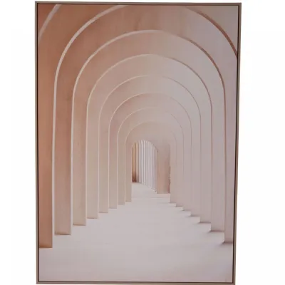 Large Distant Arches Framed Canvas Wall Art in Wooden Frame