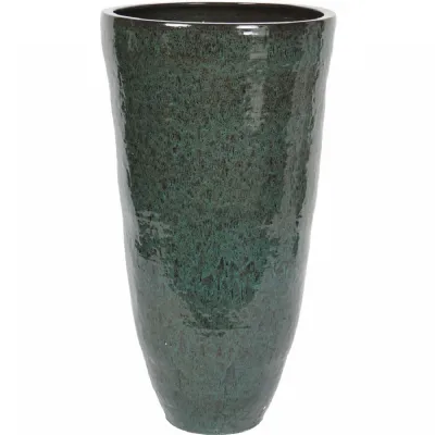 Extra Large Tall Green Reactive Glaze Ceramic Planter