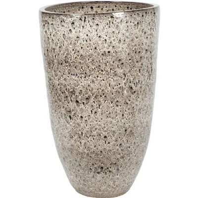 Large Tall Taupe Reactive Glaze Ceramic Planter