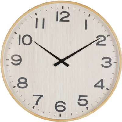 Light Natural Grain Effect Round Wall Clock 53cm Diameter