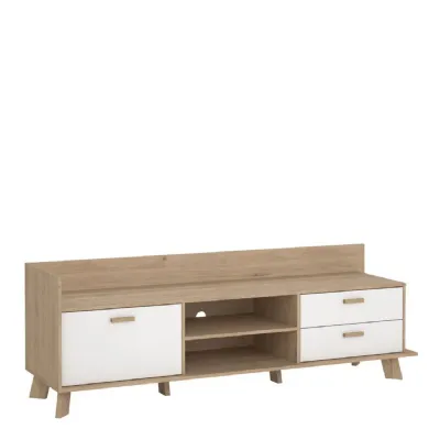 Ikast TVunit with 1 Door + 2 Drawers in Jackson Hickory and White