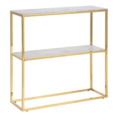 Alisma Console Table With Marble Effect Top And Gold Legs