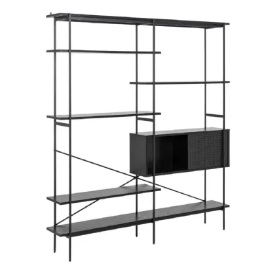 Angus Bookcase with 1 Sliding Door And 5 Shelves in Black