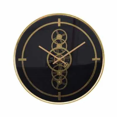 46cm Black And Gold Gears Wall Clock