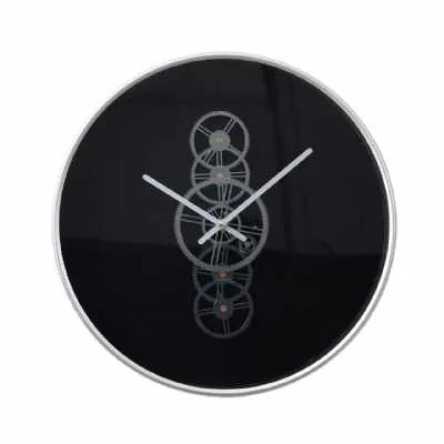 46cm Black And Silver Gears Wall Clock