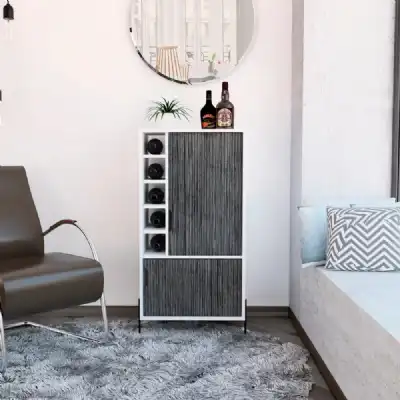 White and Grey Oak Effect 2 Door Drinks Cabinet