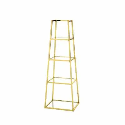 Value Medium Logan Featuring Ladder Style Frame And Tiered Glass Shelves In Large To Small Sizes With Gold Metal Frame Display Unit