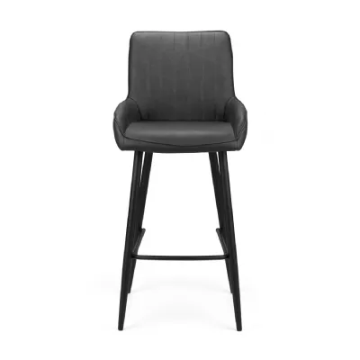 Retro Soho Barstool In Black Faux Leather