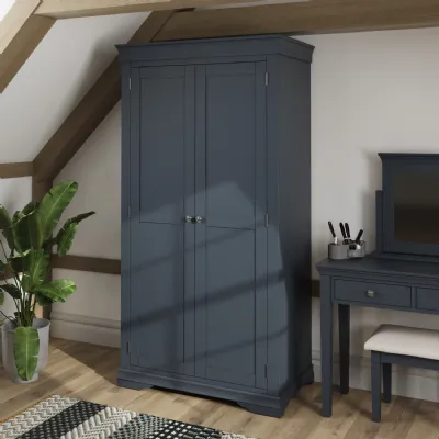 Grey Painted Narrow Double Wardrobe