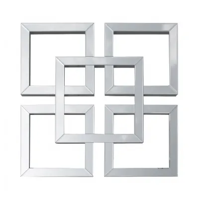 Large Mirrored Glass 90x90cm Square Geo Mirror Wall Art