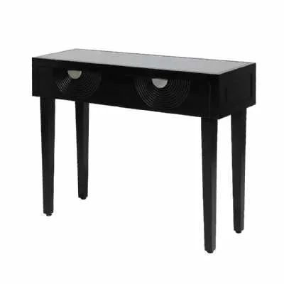Elon 2 Drawer Console Table Black With Smallmirror