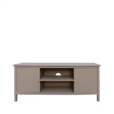 Lindon 2 Door Entertainment Unit Taupe With Nickel Handles