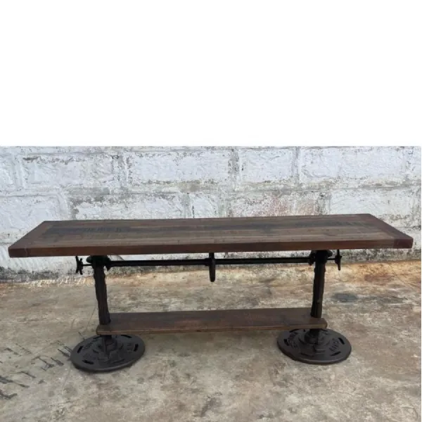 Adjustable Reclaimed Wood And Metal Console Table with