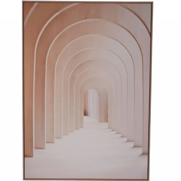 Large Distant Arches Framed Canvas Wall Art in Wooden Frame