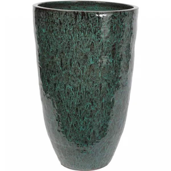 Large Tall Green Reactive Glaze Ceramic Planter