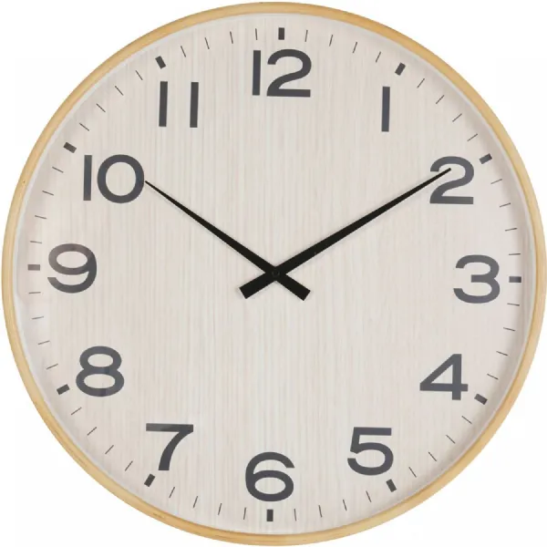 Light Natural Grain Effect Round Wall Clock 53cm Diameter