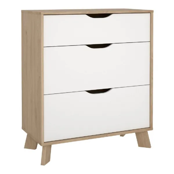 Ikast Chest 3 Drawers in Jackson Hickory and White