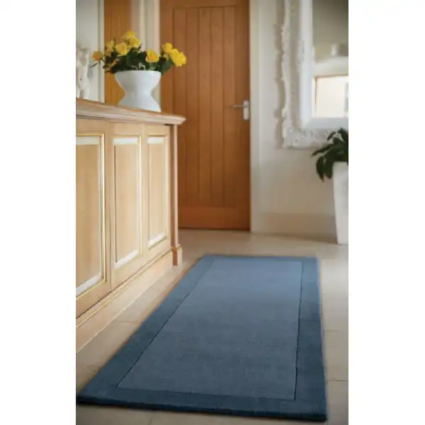 Navy Blue Pure Wool Rug with Borders 160 x 230cm