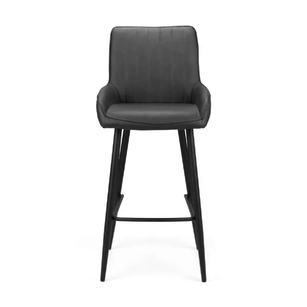 Retro Soho Barstool In Black Faux Leather