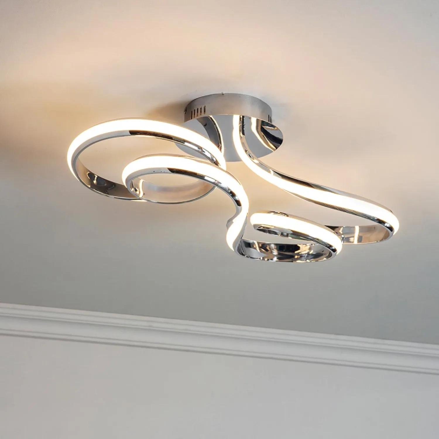 Chrome Plated LED Semi Flush Ceiling Light