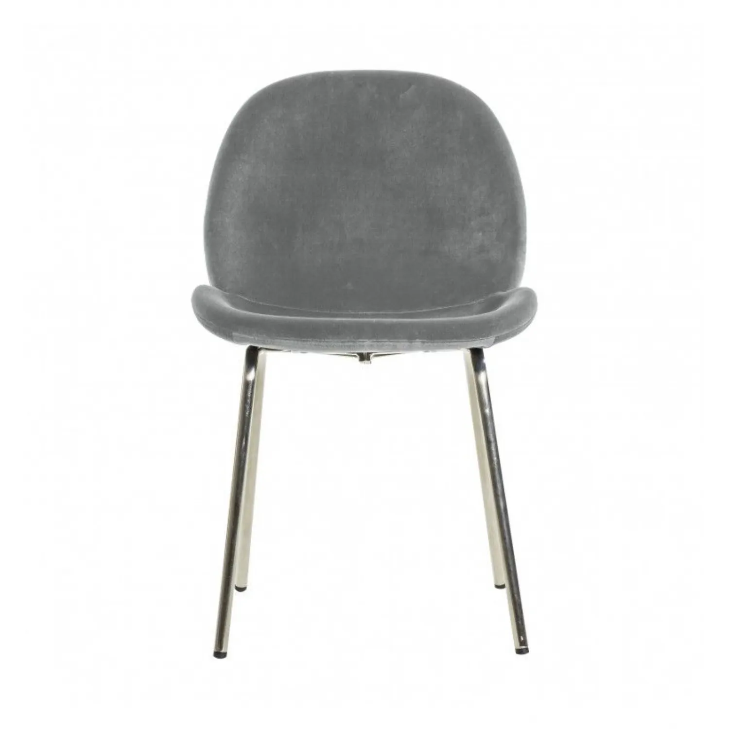 Silver Grey Velvet Fabric Dining Chair Silver Metal Legs