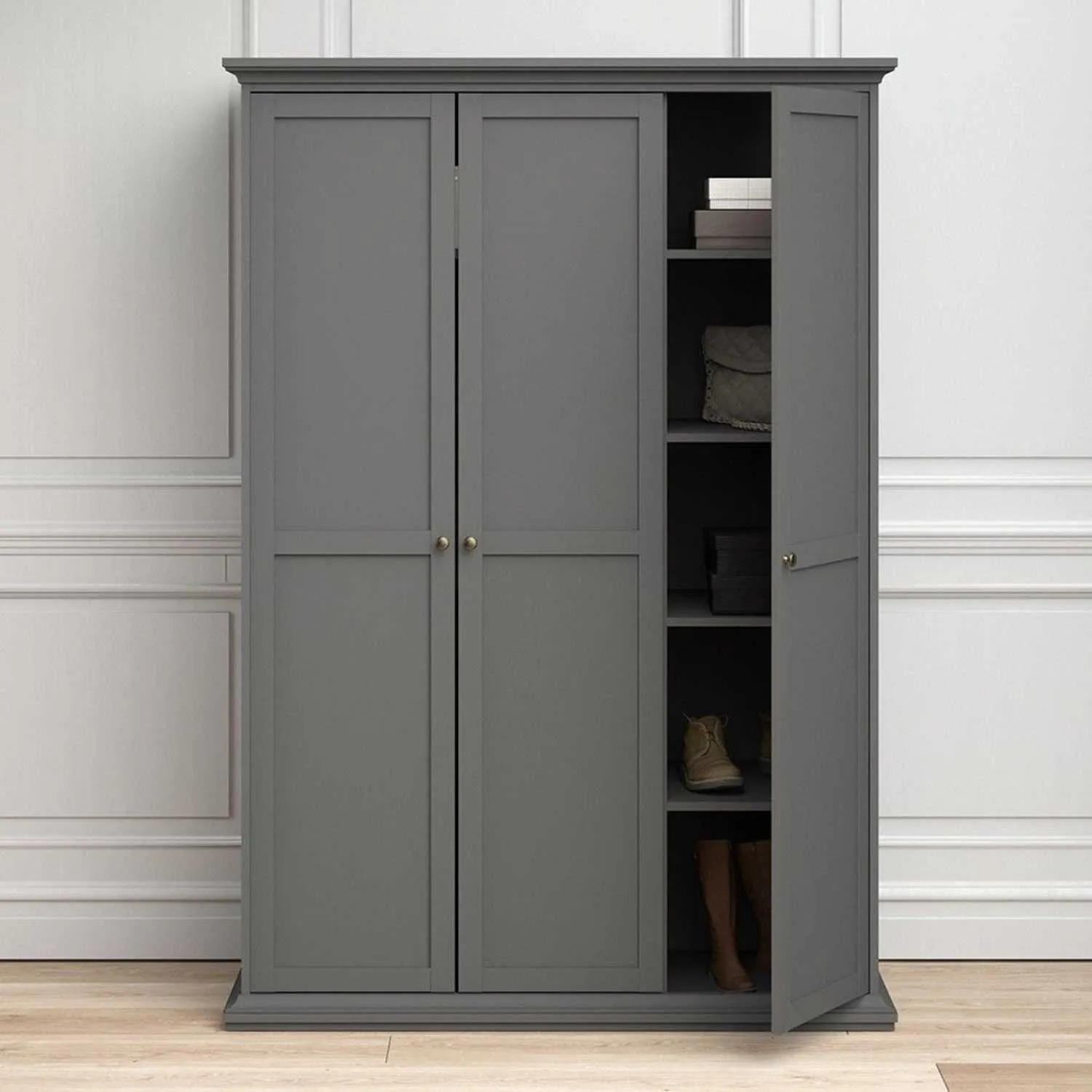 Matt Grey 3 Door Triple Wardrobe