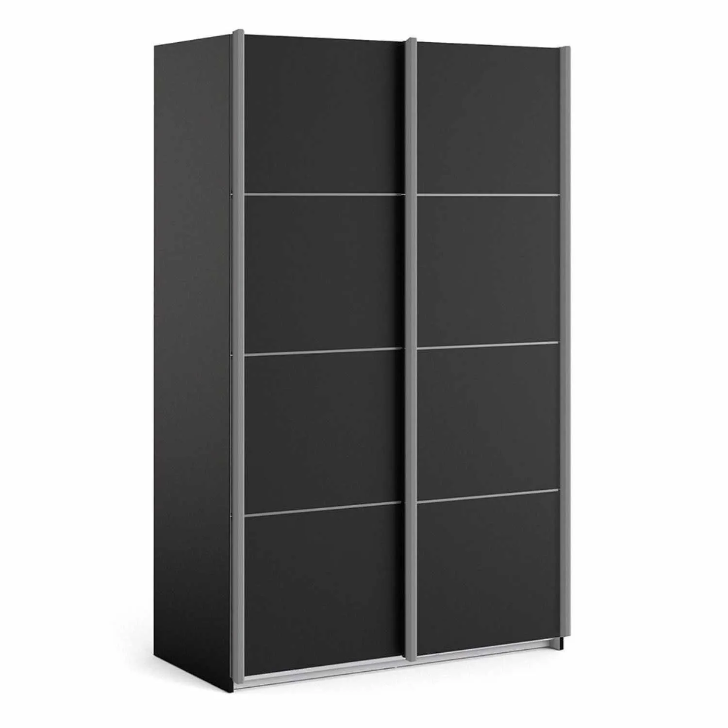 Black Matt Sliding Wardrobe with Matching Doors and 5 Shelves