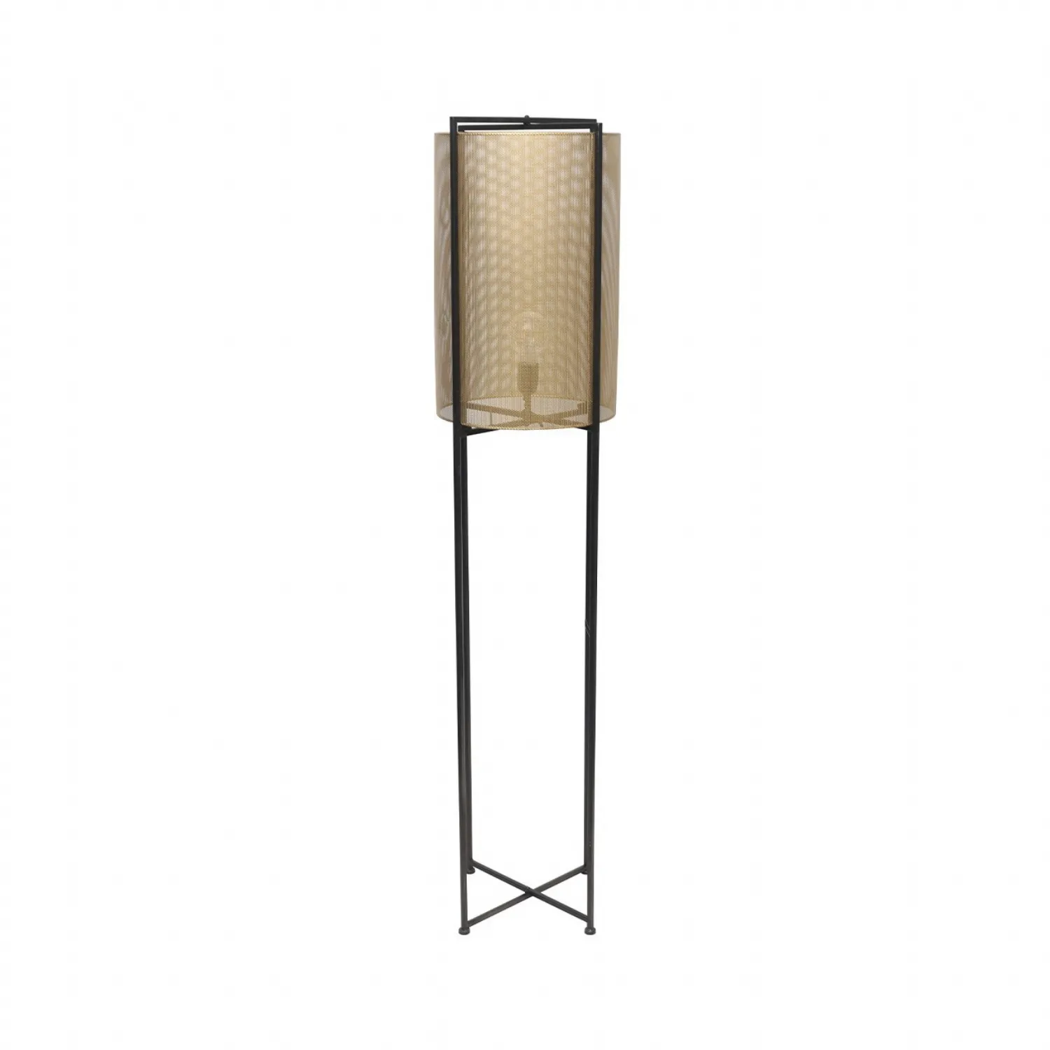 151cm Gold Mesh Metal Floor Lamp With Black Base